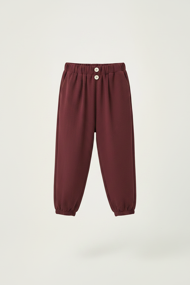 Pantalon Fluide Bordeau Ample Coton Enfant Unisexe - Bordeaux - vue 3
