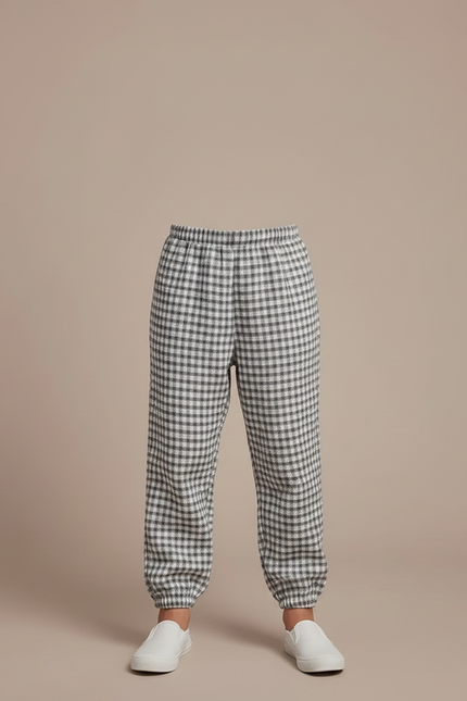 Pantalon Fluide Carreaux Vichy Élastiqué Décontracté Garçon - Imprimé Laine - vue 3