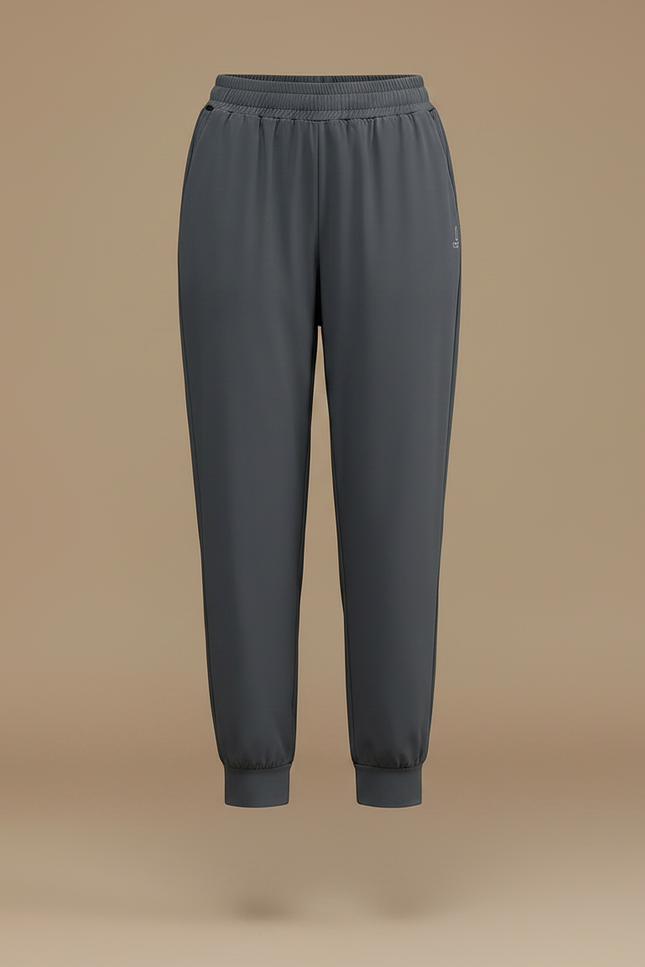 Pantalon Fluide Gris Cheville Élastique Sport Décontracté - Polyester - vue 3