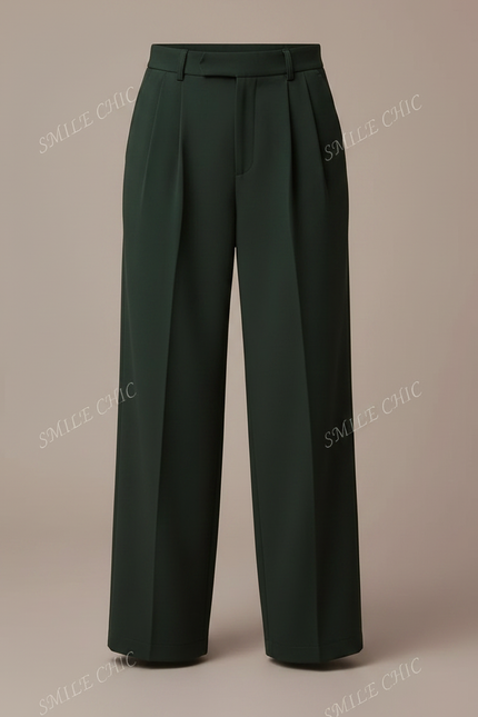 Pantalon Fluide Vert Ample Plissé Confortable Décontracté - Polyester - vue 3