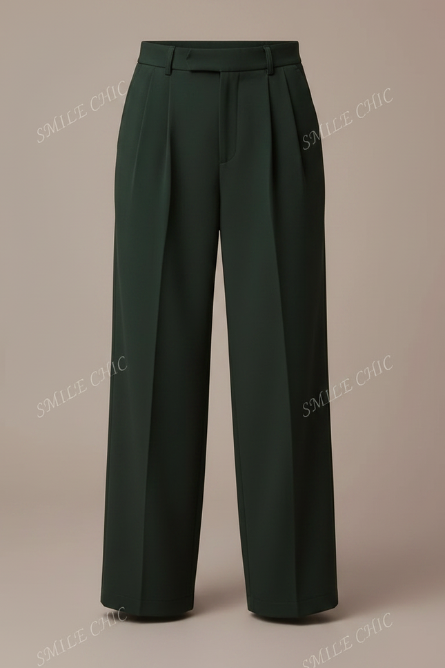 Pantalon Fluide Vert Ample Plissé Confortable Décontracté - Polyester - vue 3