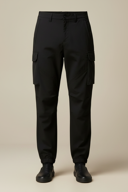Pantalon Fluide Noir Cargo Homme Léger Confortable - Polyester - vue 3