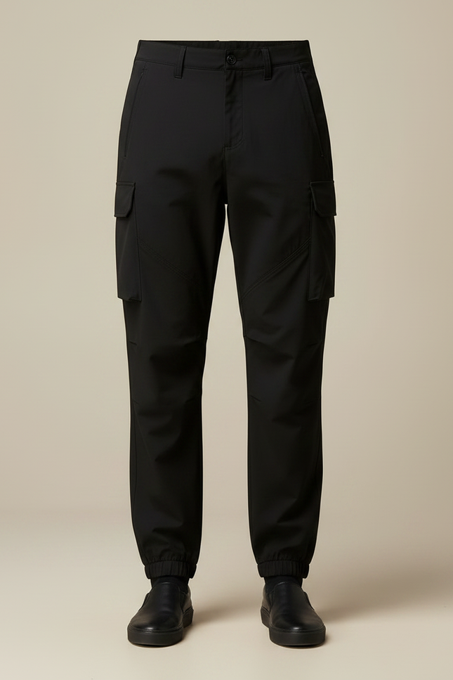 Pantalon Fluide Noir Cargo Homme Léger Confortable - Polyester - vue 3