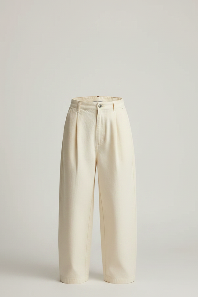 Pantalon Fluide Écru Ample Coton Plissé Enfant - Beige - vue 3