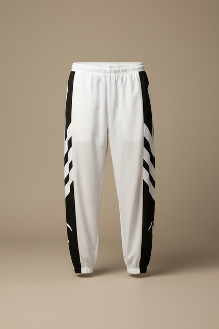 Pantalon Fluide Blanc Noir Imprimé Géométrique Sport Homme - Polyester - vue 3