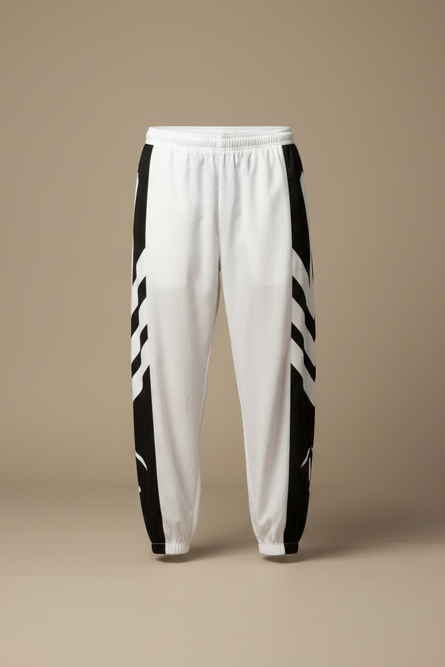 Pantalon Fluide Blanc Noir Imprimé Géométrique Sport Homme - Polyester - vue 3