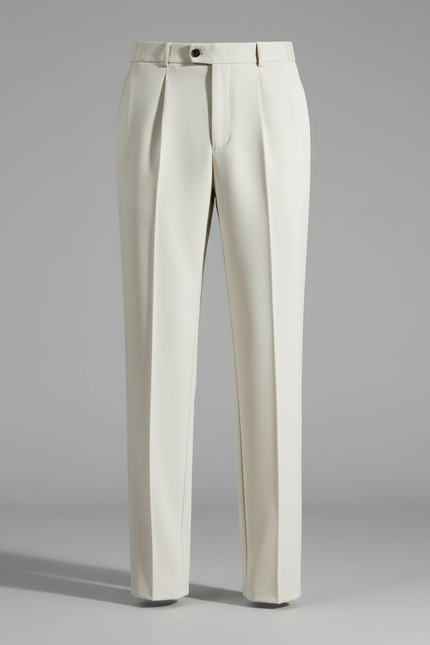 Pantalon Fluide Beige Plissé Élégant Droit Homme - Polyester - vue 3