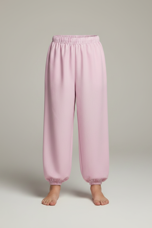 Pantalon Fluide Rose Ample Coton Élastique Enfant - Molleton - vue 3