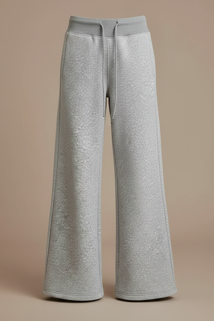 Pantalon Fluide Gris Ample Cordon Confortable Sport - Molleton - vue 3