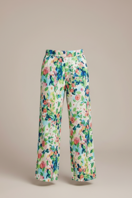 Pantalon Fluide Imprimé Floral Ample Décontracté Multicolore - Lin - vue 3