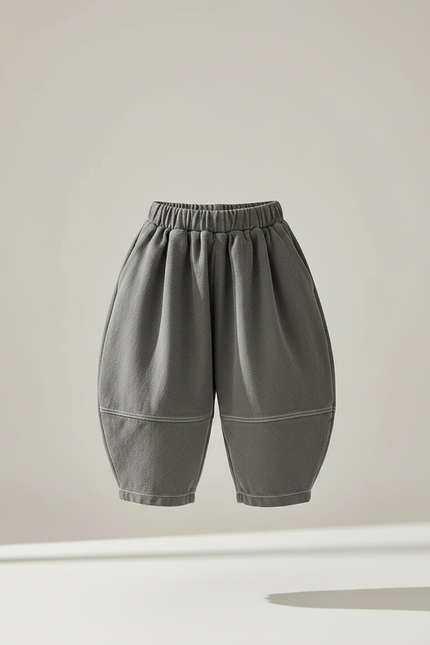 Pantalon Fluide Gris Ample Coton Enfant Doux - Molleton - vue 3