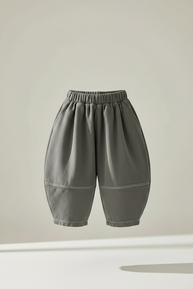 Pantalon Fluide Gris Ample Coton Enfant Doux - Molleton - vue 3