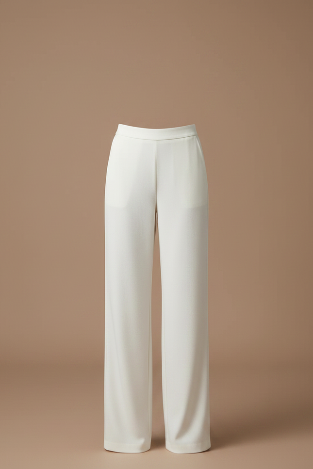 Pantalon Fluide Tendance - Blanc Viscose - vue 3