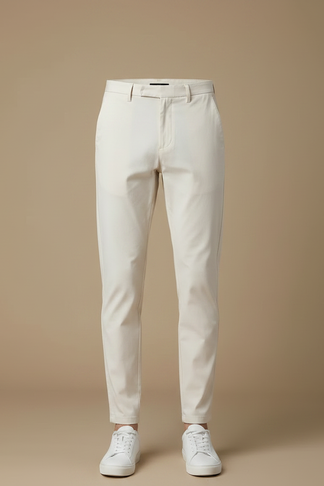 Pantalon Fluide Beige Coton Slim Homme Décontracté - vue 3