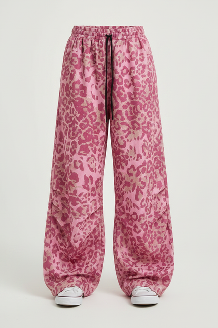 Pantalon Fluide Léopard Rose Ample Enfant Cordon - Polyester - vue 3