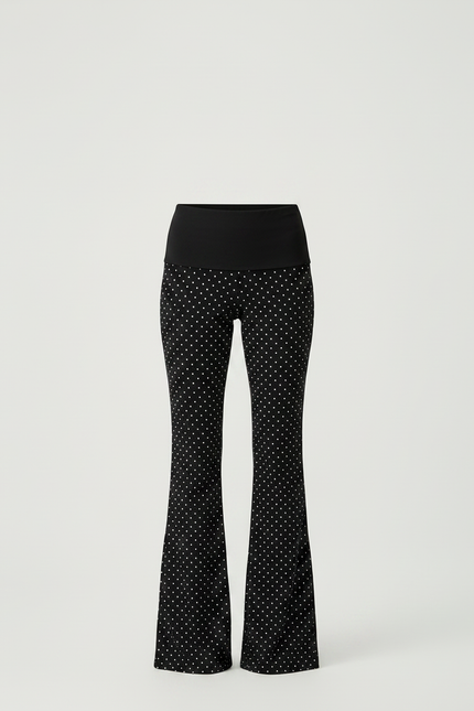 Pantalon Fluide Noir Ample Pois Évasé Femme - Maille - vue 3