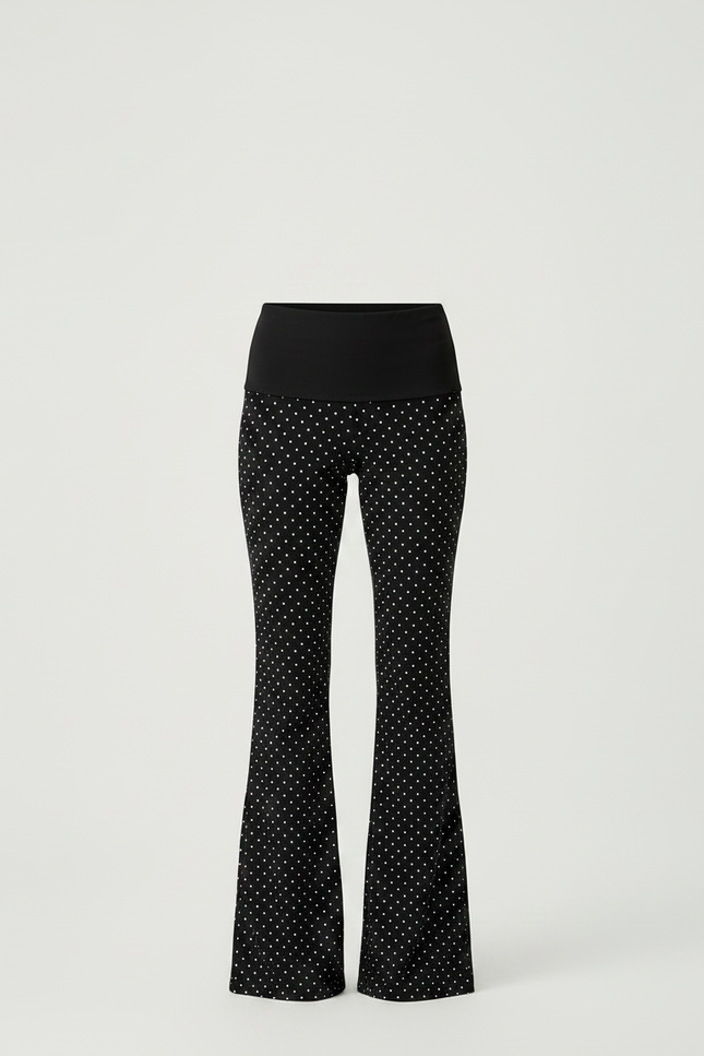 Pantalon Fluide Noir Ample Pois Évasé Femme - Maille - vue 3