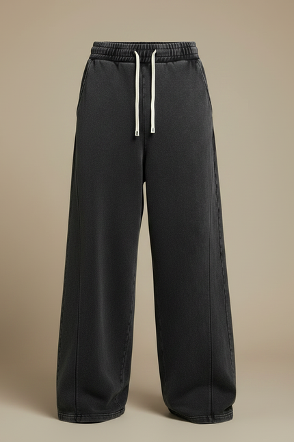Pantalon Fluide Wide Leg - Noir Molleton - vue 3