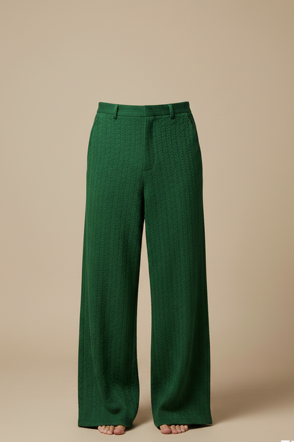 Pantalon Fluide Vert Sapin - Maille - vue 3