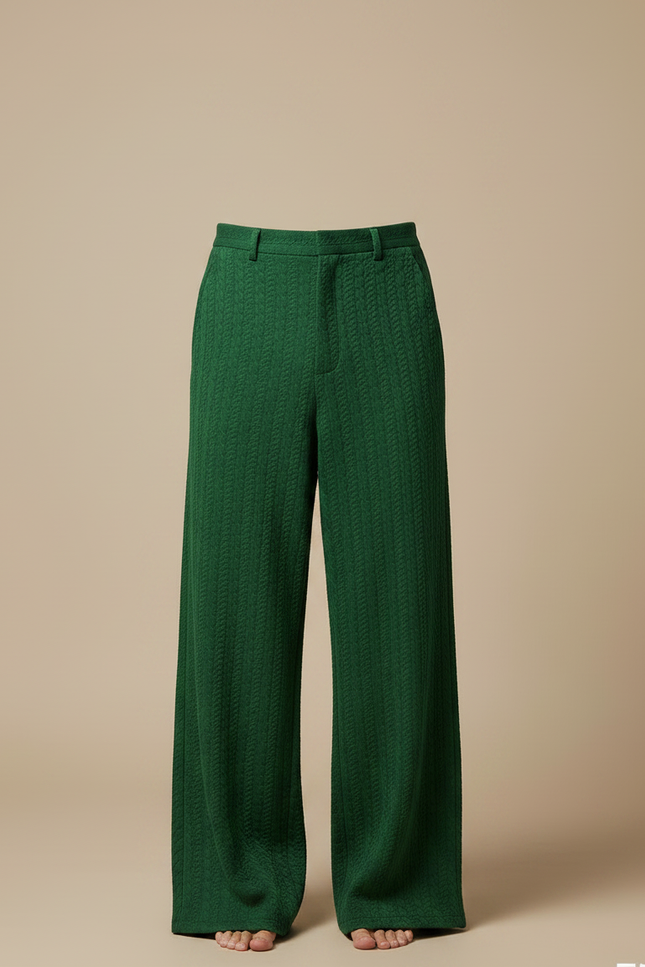 Pantalon Fluide Vert Sapin - Maille - vue 3