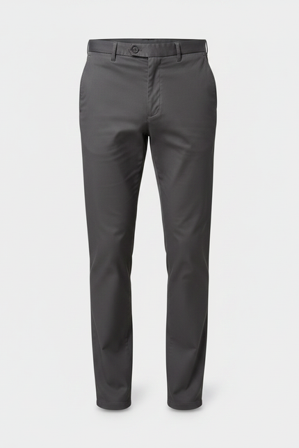 Pantalon Fluide Gris Coton Droit Élégant Homme - Gabardine - vue 3