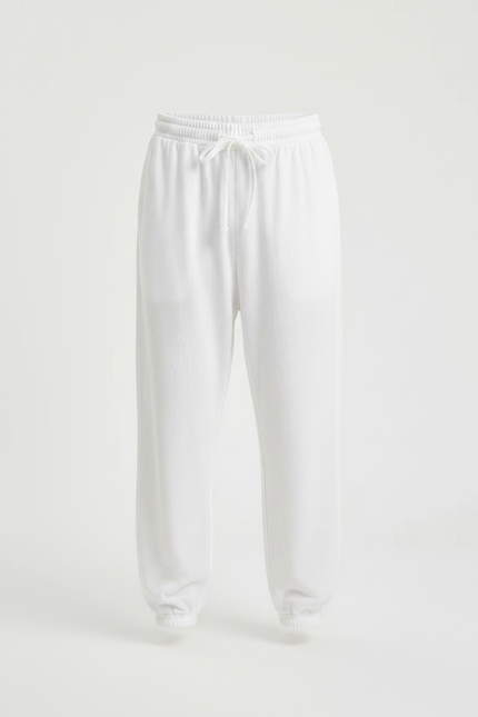 Pantalon Fluide Blanc Coton Ample Unisexe - Molleton - vue 3