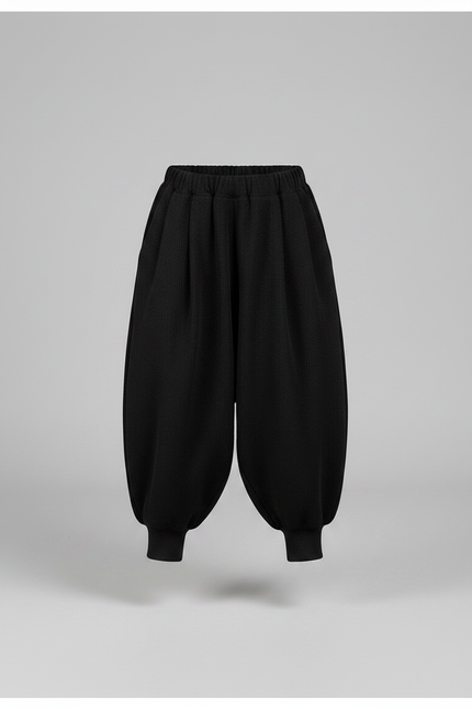 Pantalon Fluide Noir Ample Harem Coton Enfant - Molleton - vue 3