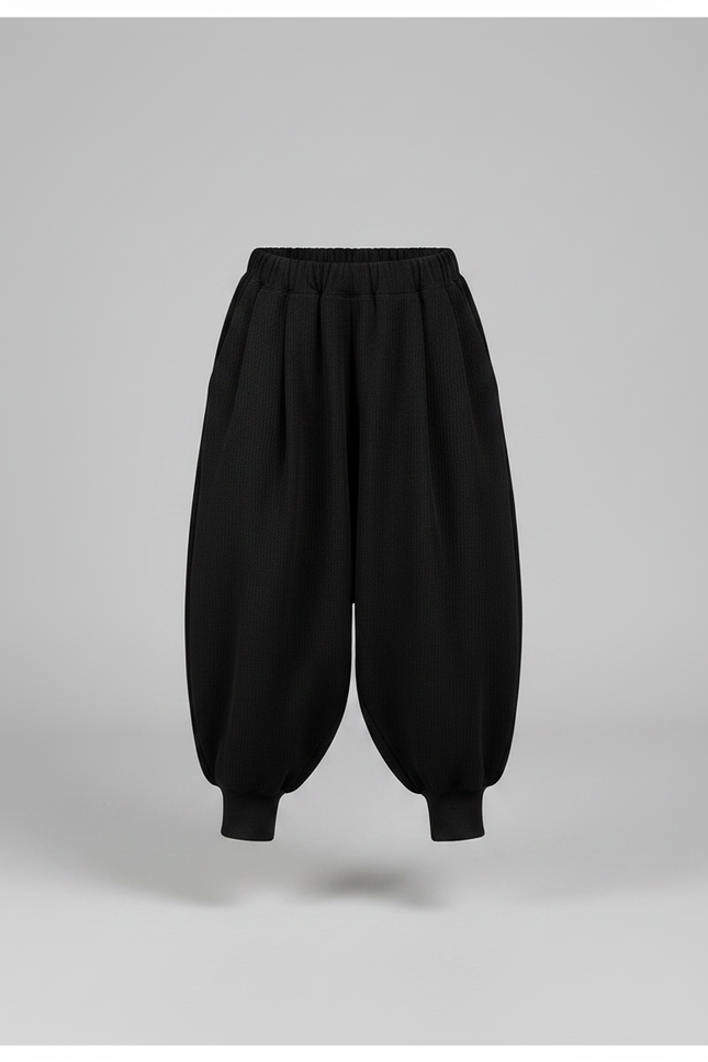 Pantalon Fluide Noir Ample Harem Coton Enfant - Molleton - vue 3