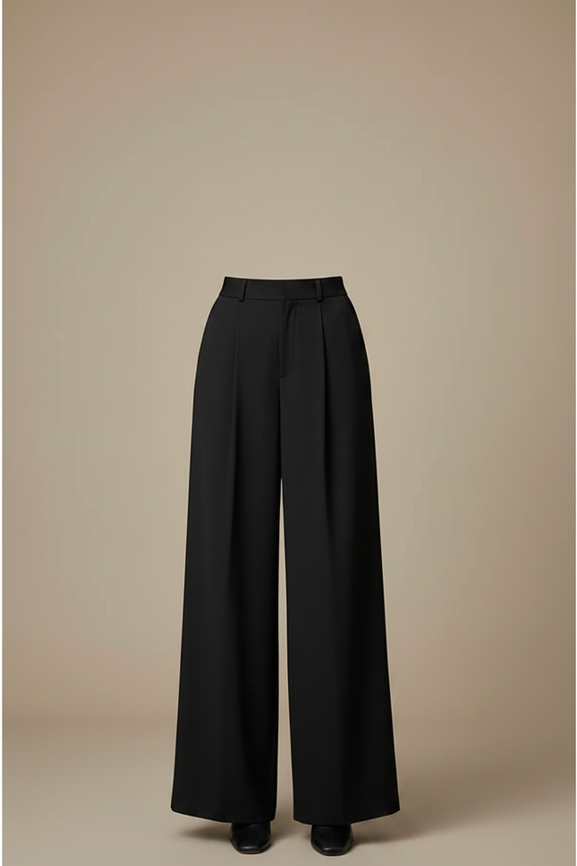 Pantalon Fluide Femme Noir Palazzo Viscose - vue 3