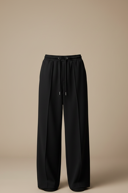 Pantalon Fluide Homme Noir Ample Droit Élégant - Polyester - vue 3