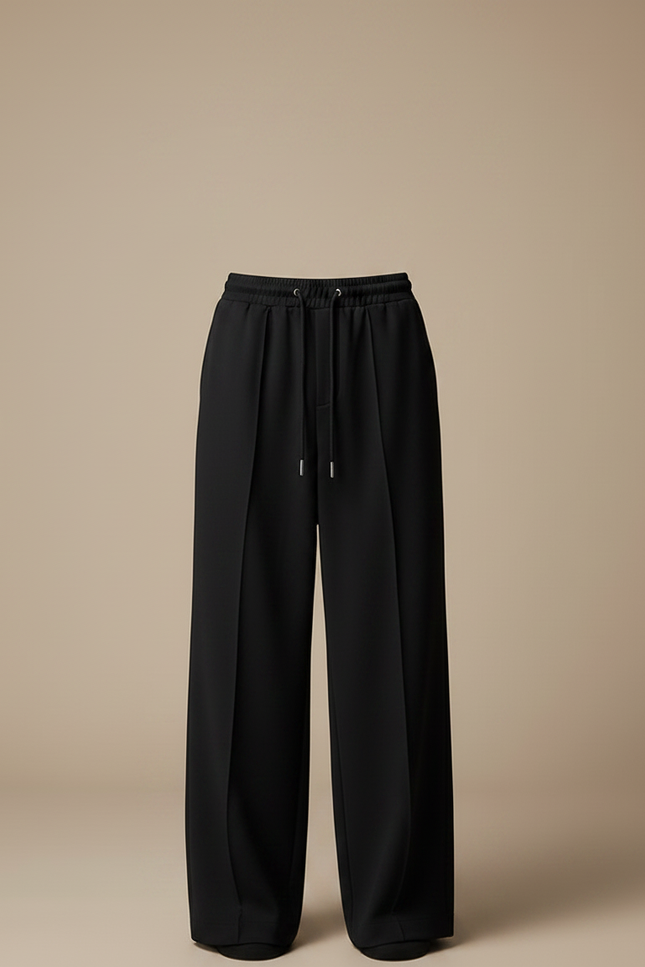 Pantalon Fluide Homme Noir Ample Droit Élégant - Polyester - vue 3
