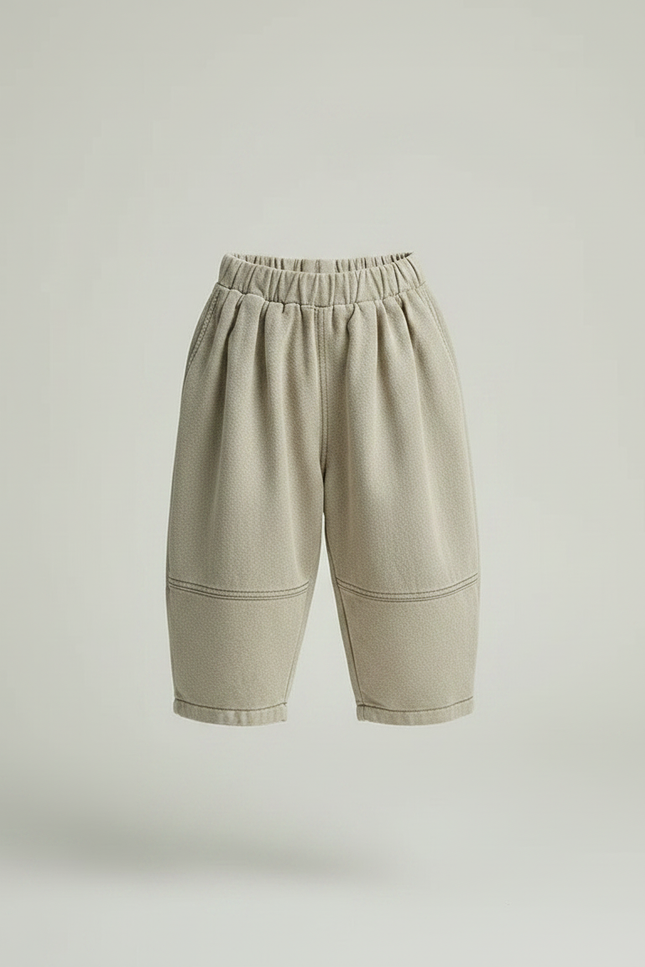 Pantalon Fluide Beige Ample Coton Décontracté Enfant - Molleton - vue 3