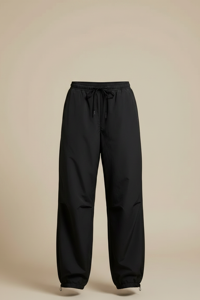 Pantalon Fluide Noir Ample Taille Basse Décontracté - Polyester - vue 3