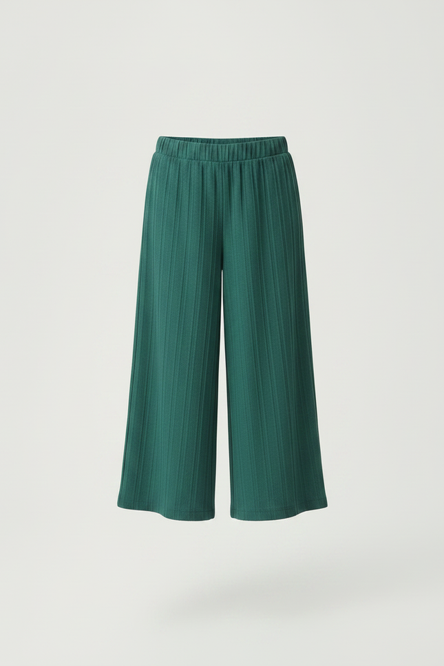 Pantalon Fluide Vert Plissé Ample Fille Décontracté - Maille - vue 3
