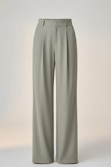 Pantalon Fluide Vert Ample Taille Haute Élégant Femme - Polyester - vue 3