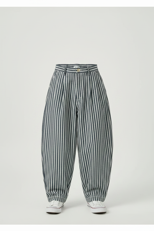 Pantalon Fluide Rayé Vertical Ample Décontracté Enfant - Imprimé Coton - vue 3