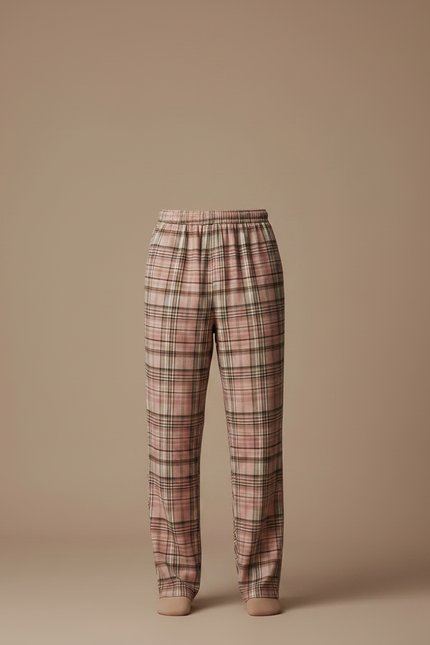 Pantalon Fluide Carreaux Rose Ample Décontracté Homme - Coton - vue 3
