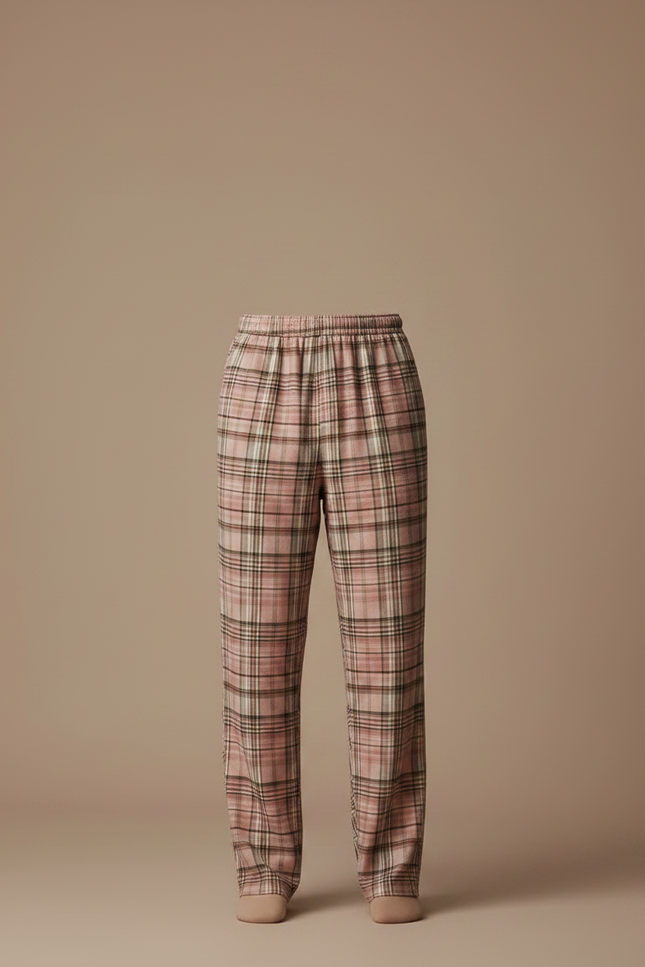 Pantalon Fluide Carreaux Rose Ample Décontracté Homme - Coton - vue 3