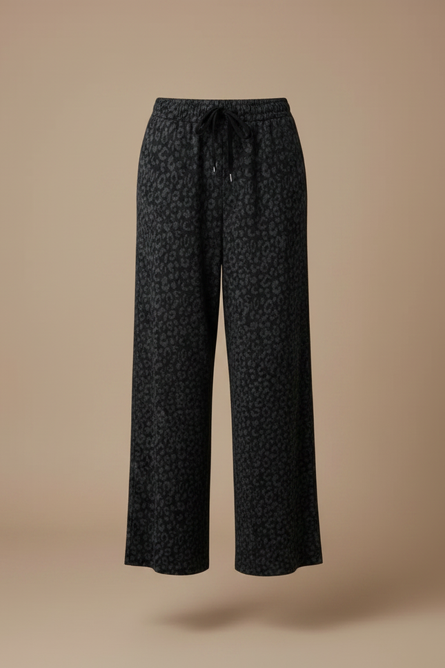 Pantalon Fluide Léopard Gris Ample Cordon Doux - Viscose - vue 3