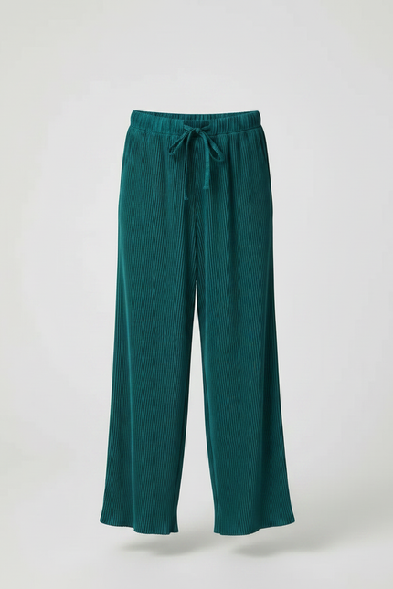Pantalon Fluide Plissé Vert Émeraude Ample Cordon Enfant - Polyester - vue 3
