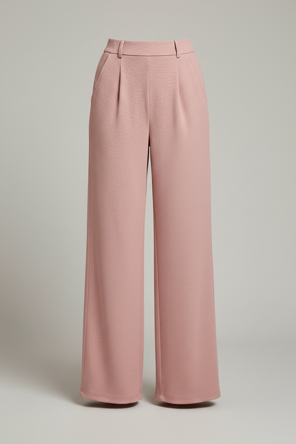 Pantalon Fluide Rose Plissé Ample Décontracté Texturé Élégant - Maille - vue 3