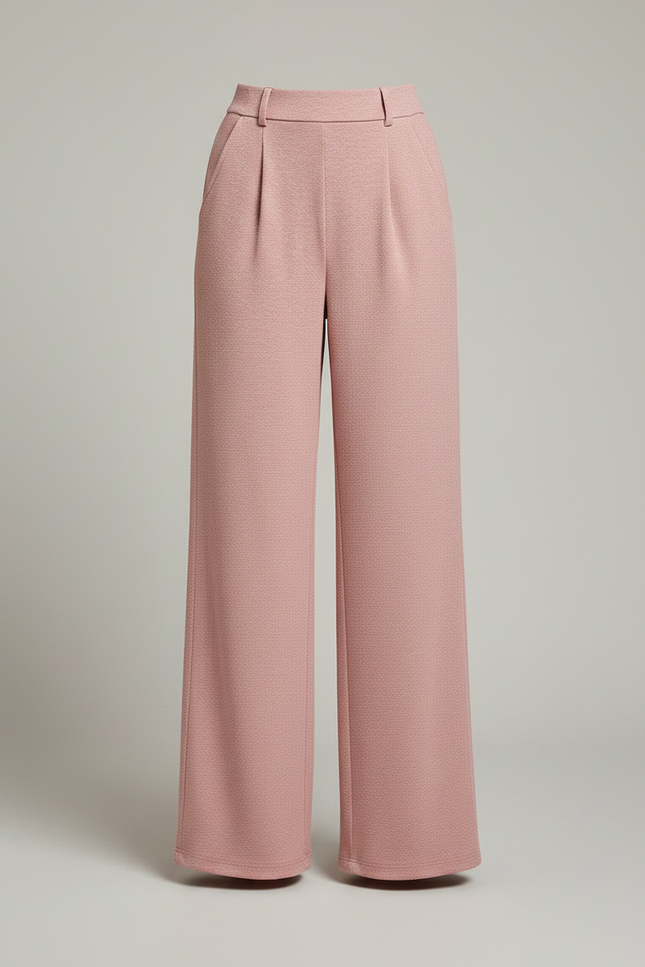 Pantalon Fluide Rose Plissé Ample Décontracté Texturé Élégant - Maille - vue 3