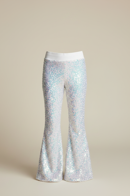 Pantalon Fluide Paillettes Irisées Évasé Confortable Brillant - Multicolore Maille - vue 3