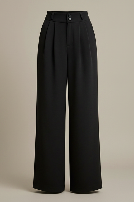 Pantalon Fluide Femme Noir Palazzo Polyester - Viscose - vue 3
