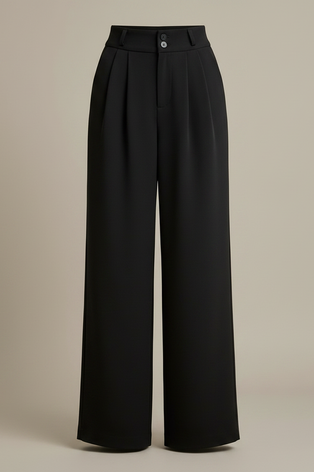 Pantalon Fluide Femme Noir Palazzo Polyester - Viscose - vue 3