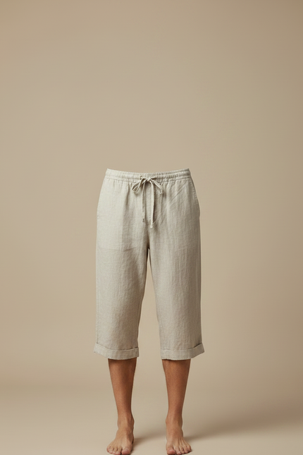 Pantalon Fluide Beige Lin Ample Décontracté Léger - vue 3