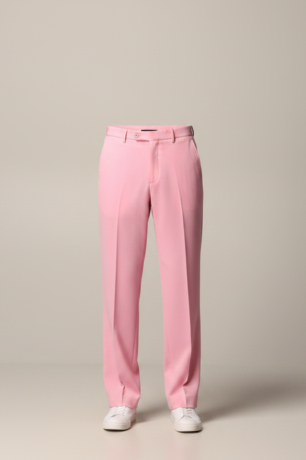 Pantalon Fluide Rose Droit Élégant Homme Coton - Gabardine - vue 3