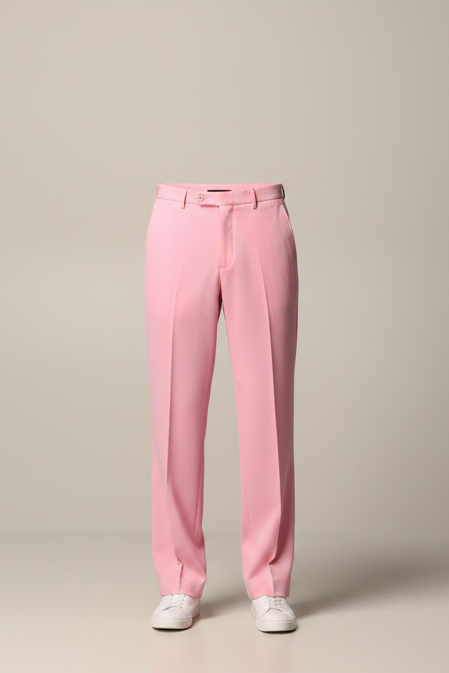 Pantalon Fluide Rose Droit Élégant Homme Coton - Gabardine - vue 3