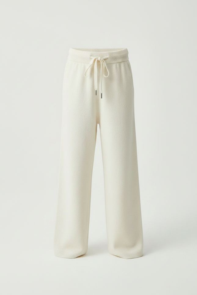 Pantalon Fluide Écru Laine Ample Décontracté Enfant - Beige - vue 3