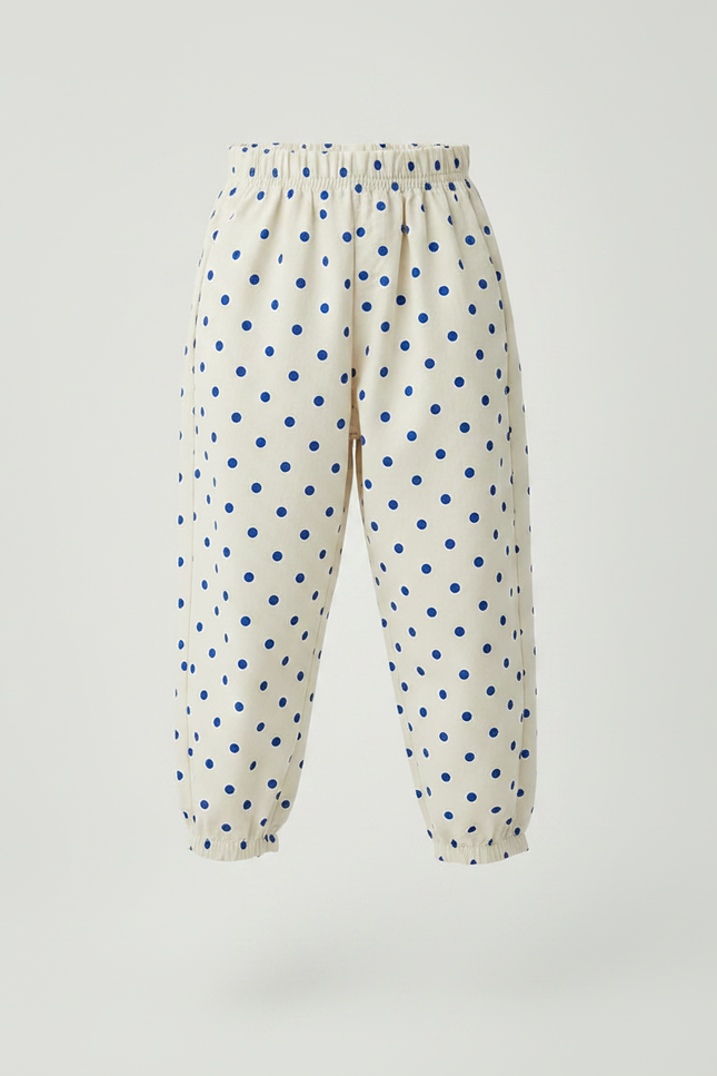 Pantalon Fluide Beige Pois Ample Coton Enfant - vue 3